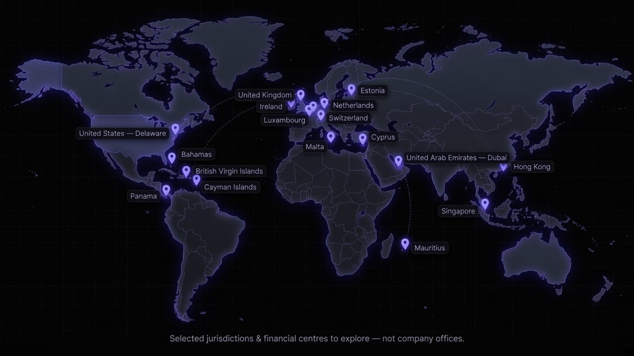 Selected jurisdictions & financial centres we can help you explore